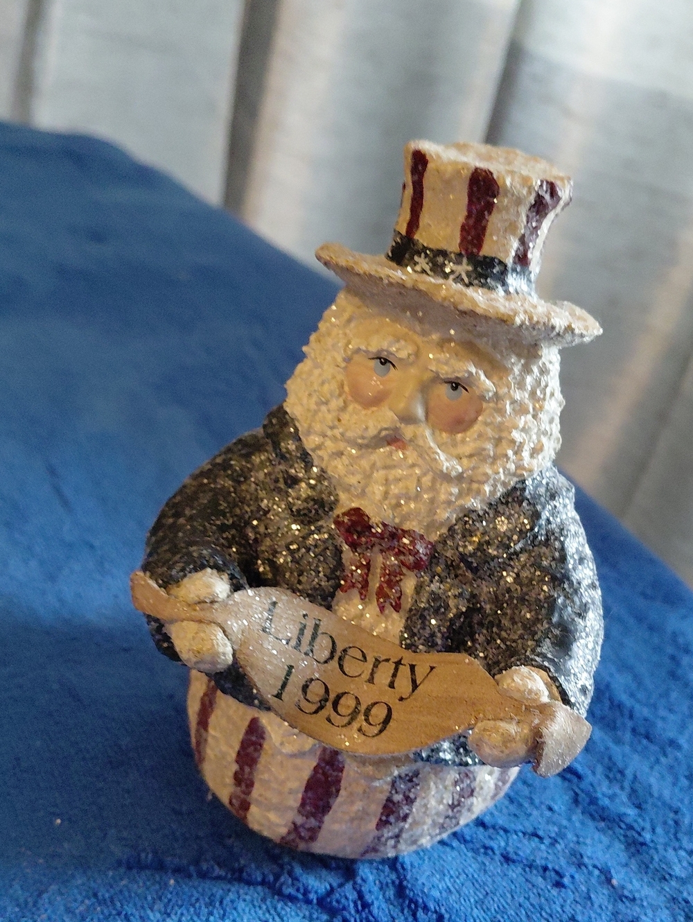 Vintage 1998 Enesco "Samsnickle" Rolu Poly Uncle Sam Figurine. Linda Lindquist